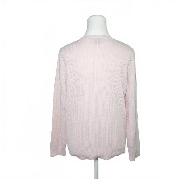 KAREN SCOTT Women's Large Pink V-Neck Cotton Sweater - Picture 2 of 7
